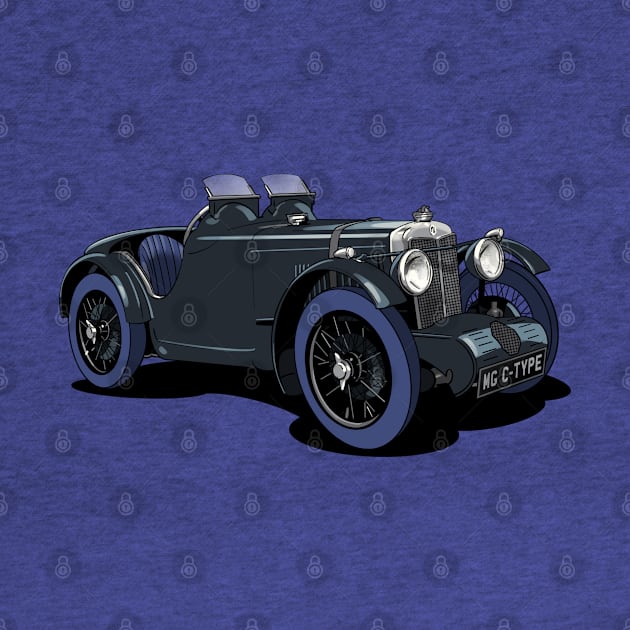 MG C-Type 1930's car in black by Webazoot